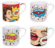 Набор кружек фарфоровых POP ART (4 шт), объем 300 мл в подарочной упаковке Easy Life магазин «Аура Дома»