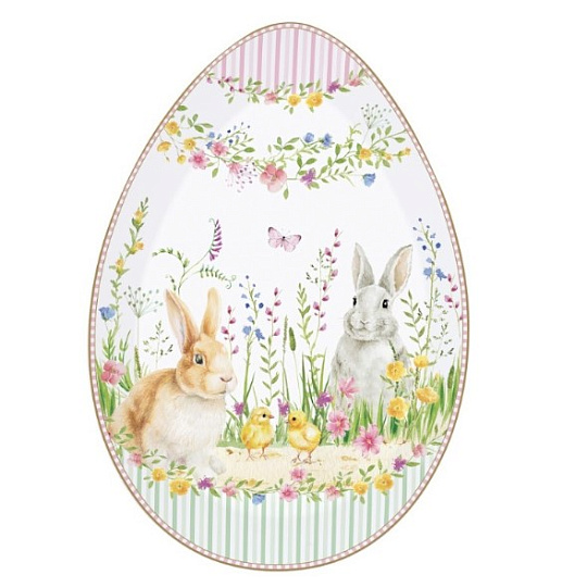 Блюдо сервировочное фарфоровое HAPPY EASTER, размер: 30x21 см в подарочной упаковке