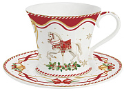 картинка Чайная пара фарфоровая CHRISTMAS TALE, объем 200 мл в подарочной упаковке  магазин «Аура Дома»
