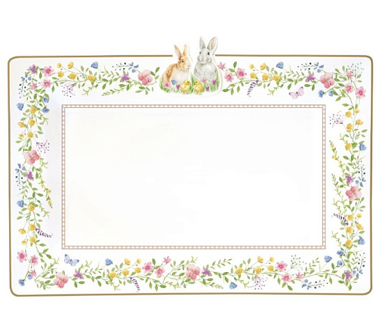 Блюдо сервировочное фарфоровое HAPPY EASTER, размер: 36x24 см в подарочной упаковке