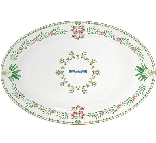 Блюдо сервировочное фарфоровое BOTANIC CHIC, размер: 35x23,5 см в подарочной упаковке