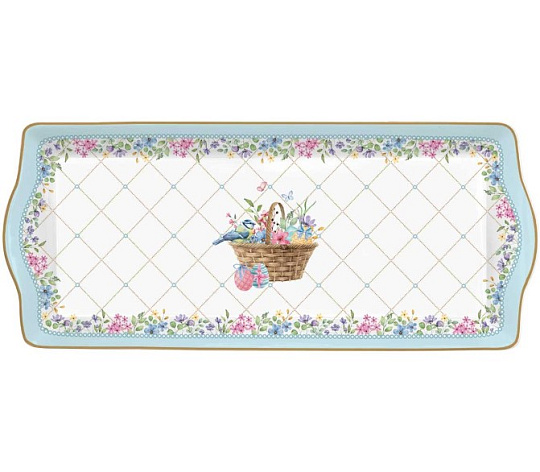 Блюдо сервировочное фарфоровое SPRING BLOOM, размер: 35x15 см в подарочной упаковке
