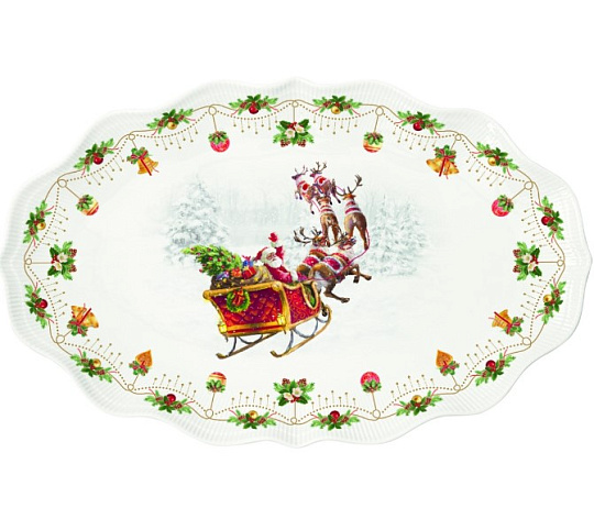 Блюдо сервировочное фарфоровое NOSTALGIC CHRISTMAS, размер: 40x25,5 см в подарочной упаковке