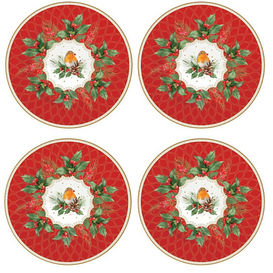 Набор блюдец фарфоровых CHRISTMAS BERRIES (4 шт), д. 19 см в подарочной упаковке