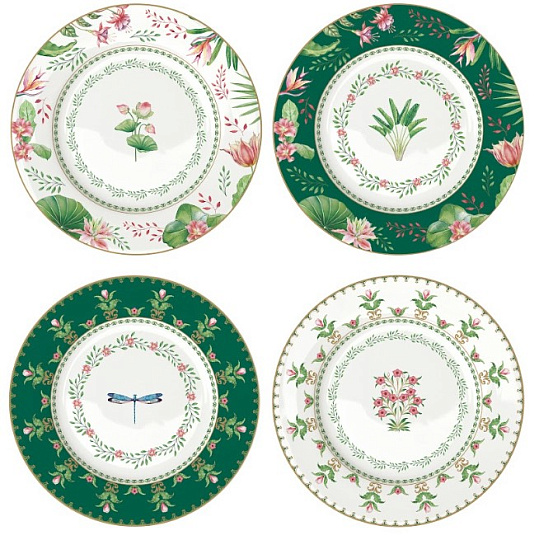 Набор блюдец фарфоровых BOTANIC CHIC (4 шт), д. 19 см в подарочной упаковке