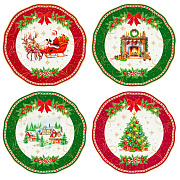 Набор тарелок фарфоровых CHRISTMAS HERITAGE (4 шт), д. 20 см в подарочной упаковке  магазин «Аура Дома»