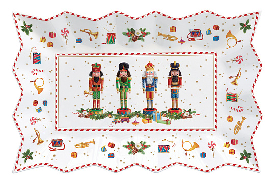 Блюдо сервировочное фарфоровое VINTAGE NUTCRACKER, размер: 35х23 см в подарочной упаковке