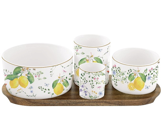 Набор для сервировки фарфоровый FLEURS ET CITRONS в подарочной упаковке
