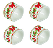 Набор сервировочных фарворовых колец ,CHRISTMAS HERITAGE ,4 шт в подарочной упаковке  магазин «Аура Дома»