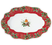 картинка Блюдо сервировочное фарфоровое CHRISTMAS BERRIES, размер: 30x21 см в подарочной упаковке  магазин «Аура Дома»