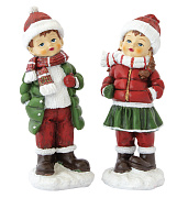 картинка Набор статуэток декоративных CHRISTMAS FIGURINES (2 шт), размер: 8x7x20,5 см  магазин «Аура Дома»