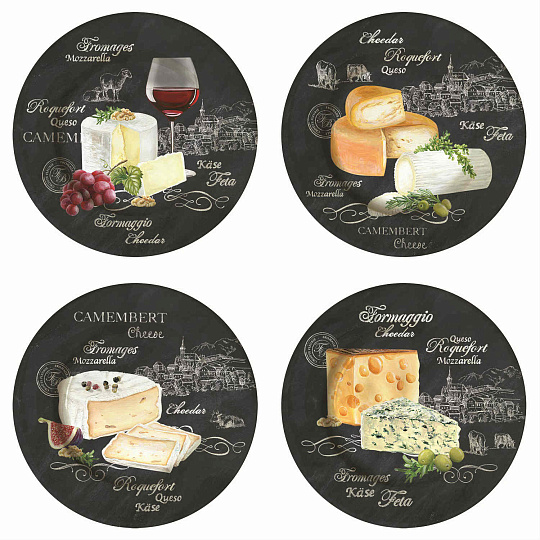 Набор блюдец фарфоровых WORLD OF CHEESE (4 шт), д. 19 см в подарочной упаковке
