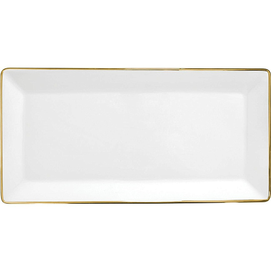 Поднос сервировочный фарфоровый, длина 40 см, PETALA GOLDEN