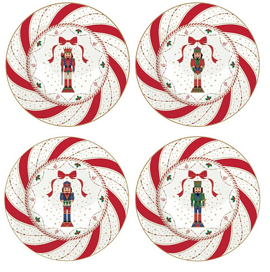 Набор блюдец фарфоровых NUTCRACKER TWIST (4 шт), д. 19 см в подарочной упаковке