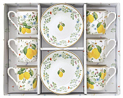 Набор кофейный фарфоровый FLEURS ET CITRONS: чашка с блюдцем (6 шт) в подарочной упаковке  магазин «Аура Дома»