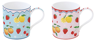 Набор кружек фарфоровых FRUIT MANIA (2 шт), объем 350 мл в подарочной упаковке