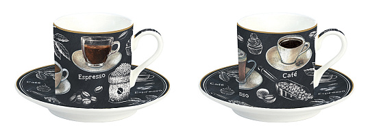 Набор кофейный фарфоровый BARISTA : чашка с блюдцем (2 шт) в подарочной упаковке